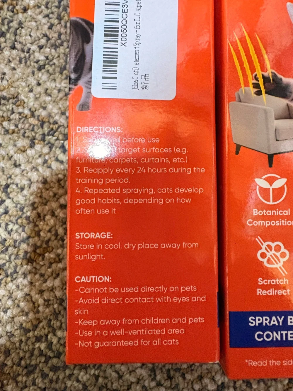 Cat Deterrent Spray - Orange - 2 pack New